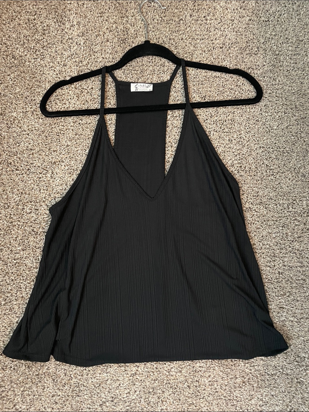 Free People Black V-Neck Sleeveless Tank Top